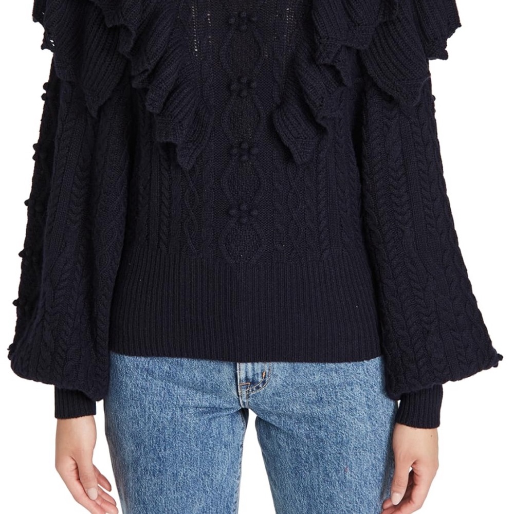 Autumn Cashmere Victorian Cable Knit Ruffled Sweatee - Picture 16 of 16